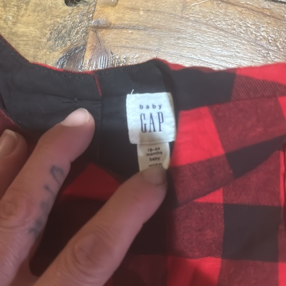 Infant holiday/party dress Baby gap 18 to 24 months red and black plaid - Picture 5 of 8